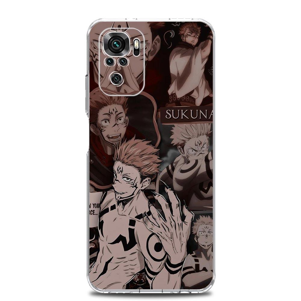 Transparent Phone Case For Xiaomi Redmi Note 10 11 Pro 9S 9 8 7 8T 9C 9A 8A K40 Pro Soft Silicone Cover Sukuna Jujutsu Kaisen