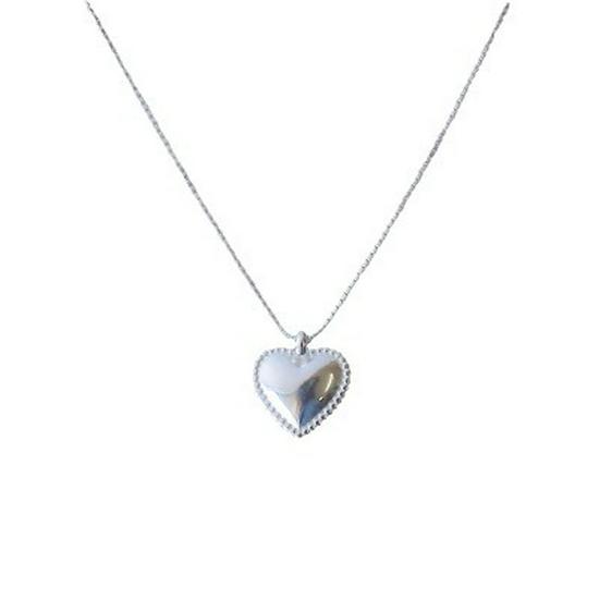 Su Chuang S925 Sterling Silver Heart Necklace - Elegant Lace Design Clavicle Chain for Women