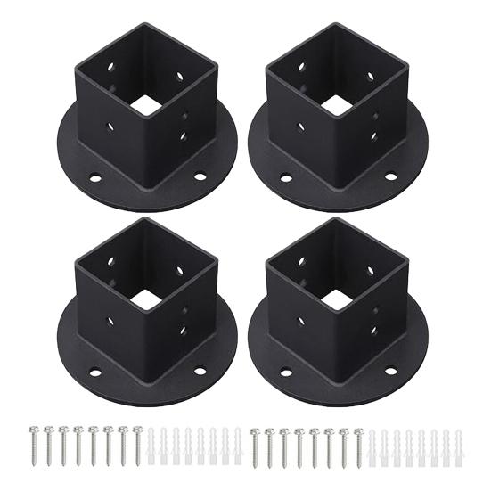Square Column Bracket 2" x Post Base, Heavy Duty Floor Flange Deck Fence Pergola for 2 Inch Post, Railing, Porch Handrails, Mailbox