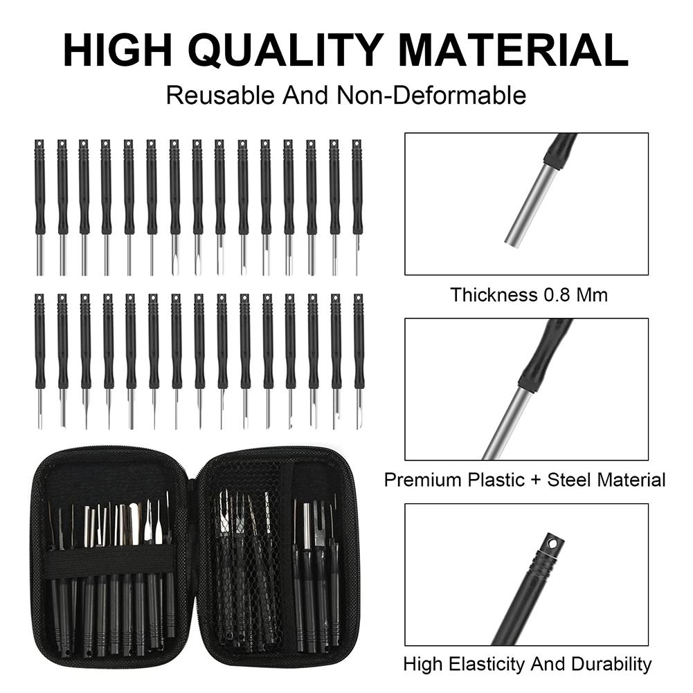 30PS Car Cable Plug Removal Tool Pin Extractor Repair Remover Key Tools with Box