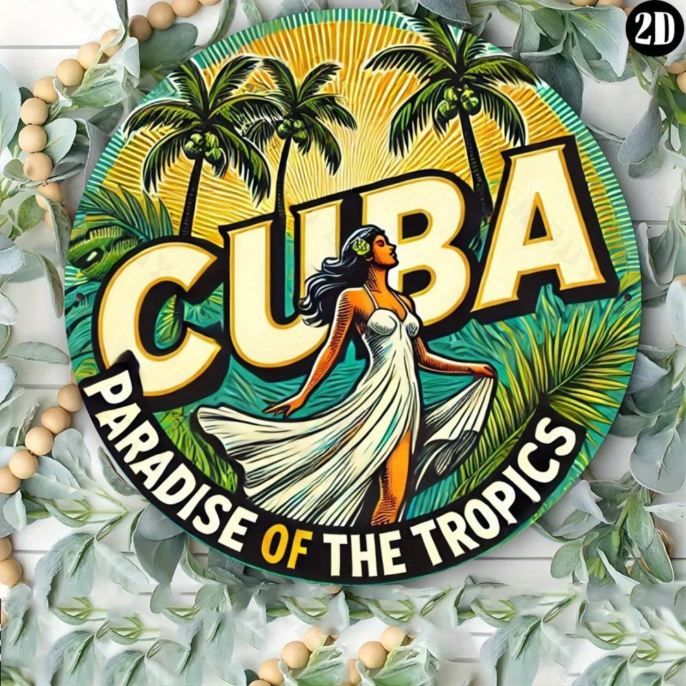 1pc Vintage Tropical Paradise Metal Wall Art 8x8 Inches Aluminum Sign For Home Kitchen Garden Bar Office Hotel Decor Easy To Hang