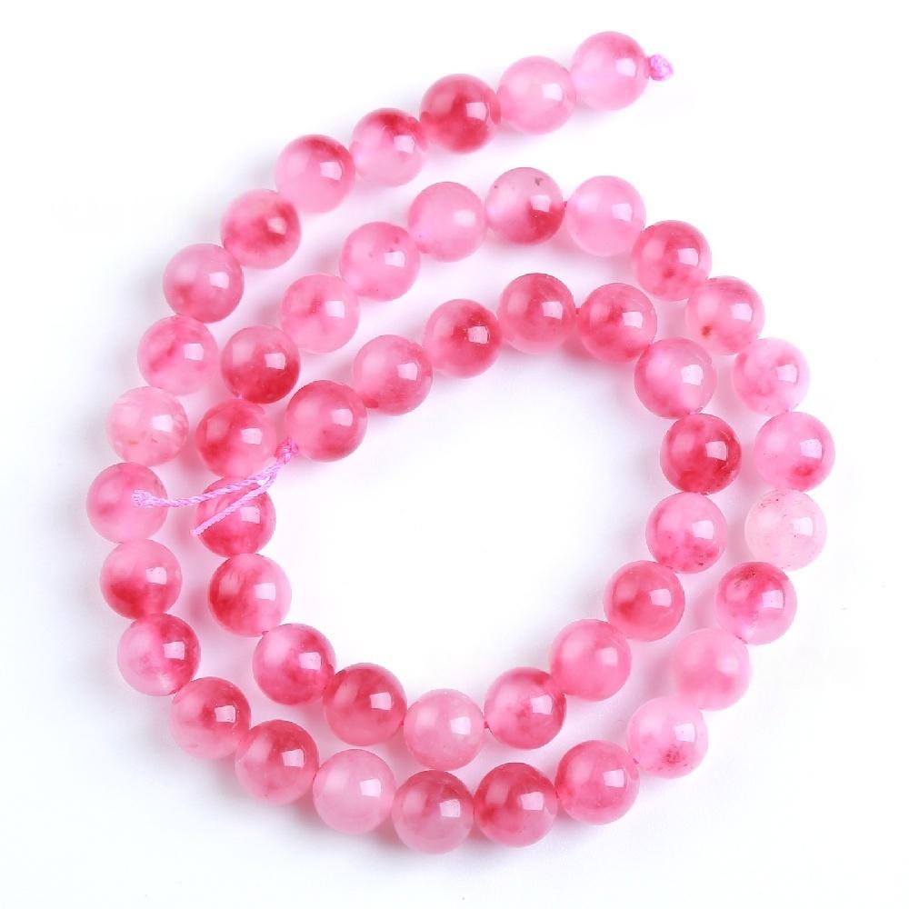 Rose Red Chalcedony Floating Jades Natural Stone 15" Smooth Loose Spacer Beads 4/6/8/10/12mm for Jewelry Making DIY Bracelets Charms Accessories