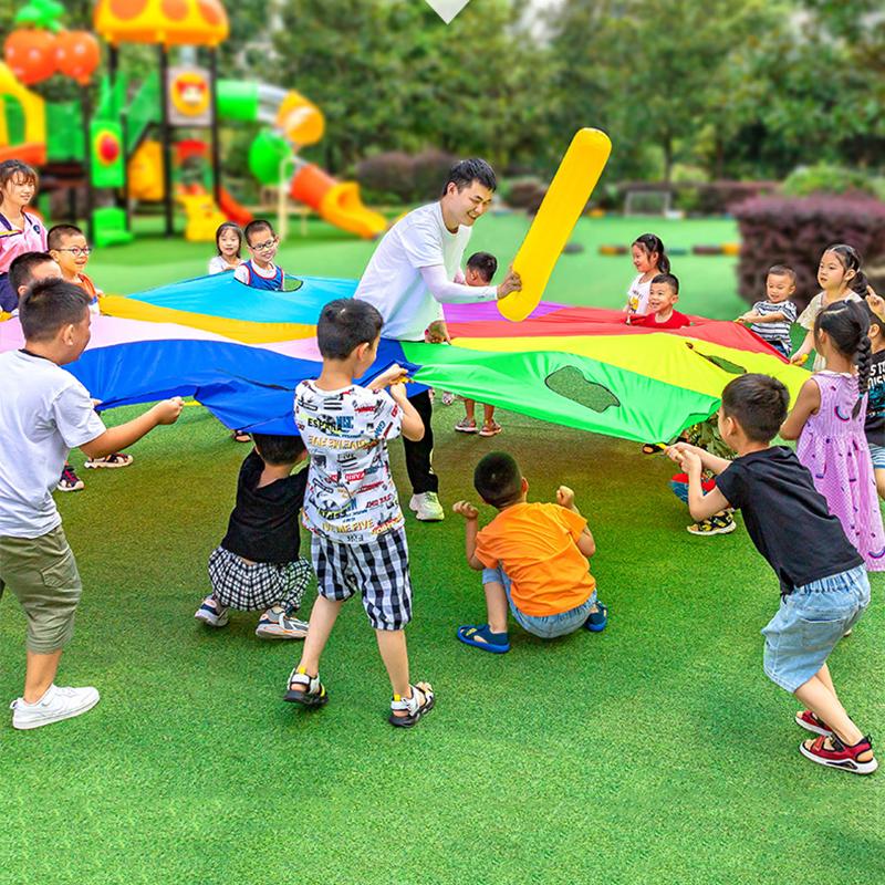 Ground Mouse Rainbow Umbrella Children's Multi Person Interactive Outdoor Toy Parachute Game Rainbow Umbrella Toy