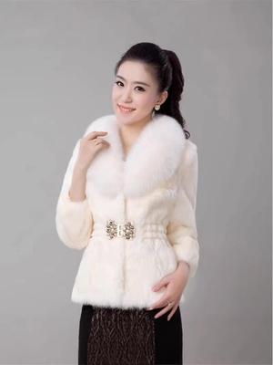 Women's Short Faux Fur Coat with Faux Fox Fur Collar - Korean Autumn/Winter Style