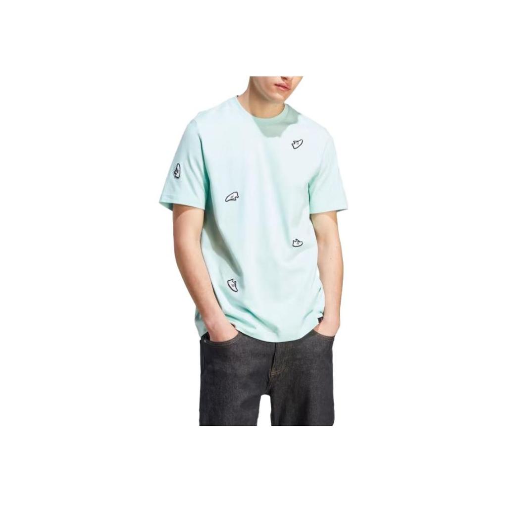 Adidas Originals Solid Color Crew Neck T-Shirt Men Tops Blue IL5381