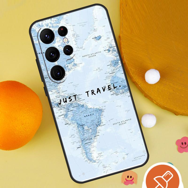 World Map Travel Phone Case For Samsung Galaxy S25 Ultra S24 S23 S22 S21 Ultra S9 S10 Plus S20 FE Funda Cover