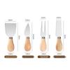 Stainless Steel Cheese Knife Set with Wooden Handles for Spreading, Forking, and Slicing Bread and Butter.