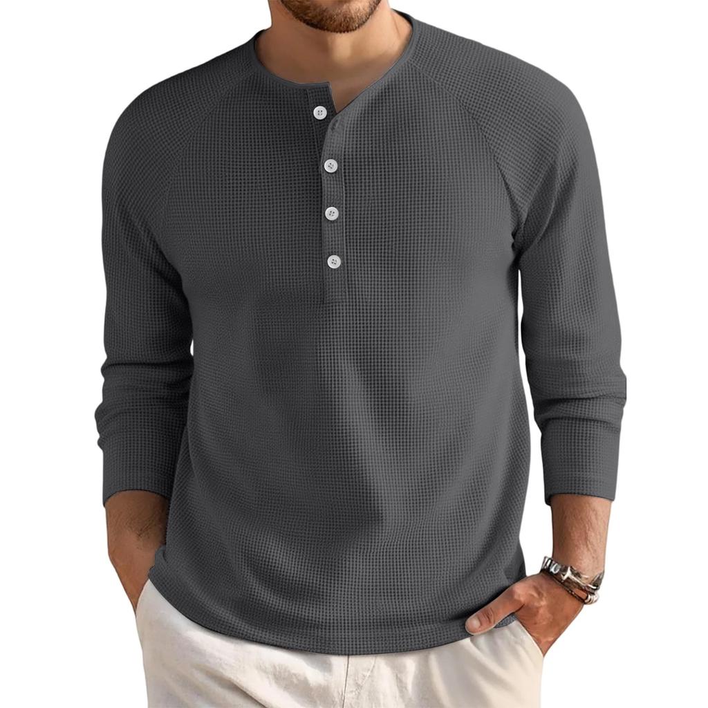 Men's Loose Casual Button Down Collar Long Sleeve Top