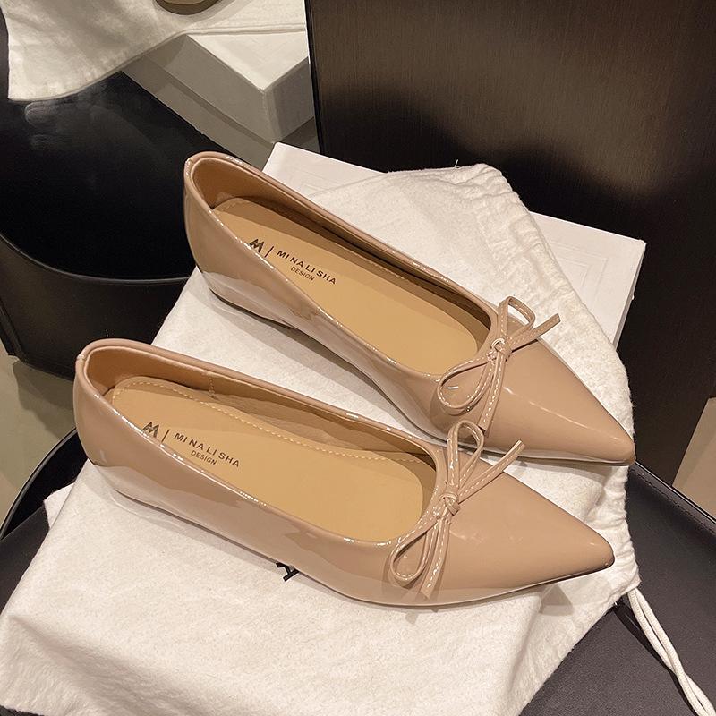 French Soft-soled Single Shoes Women's Autumn New Shallow Mouth Fairy Style Bow Ballet Shoes Versatile Flat Beanie Shoes
