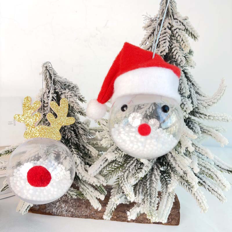 WTEMPO Christmas Tree Decoration Christmas Ball Decor Hanging Pendents for Store & Home & Office Christmas Tree PET Clear Ball Antler Snowman Pendants