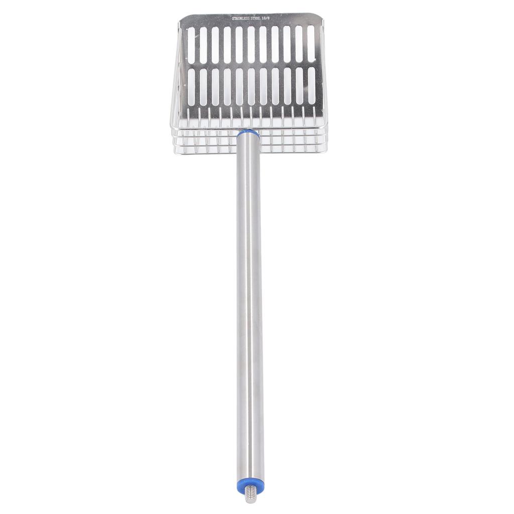 Pala pentru litieră pisici cu mâner lung, oțel inoxidabil, paletă pentru caca pisici, sită pentru caca de pui, lopată, albastru