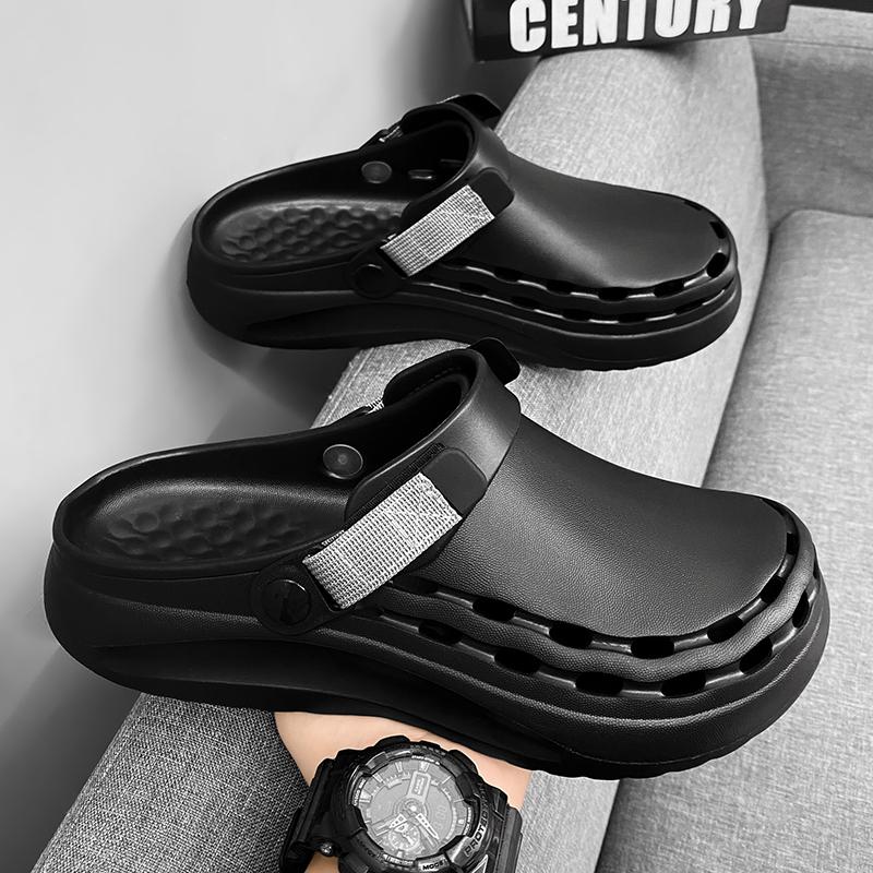 Classic Slide Shoes Mens Summertime Eva Holes Shoes Breathable Garden Clogs Outside Sandal Shoes Stylish Antiskid Sole Beach Slides