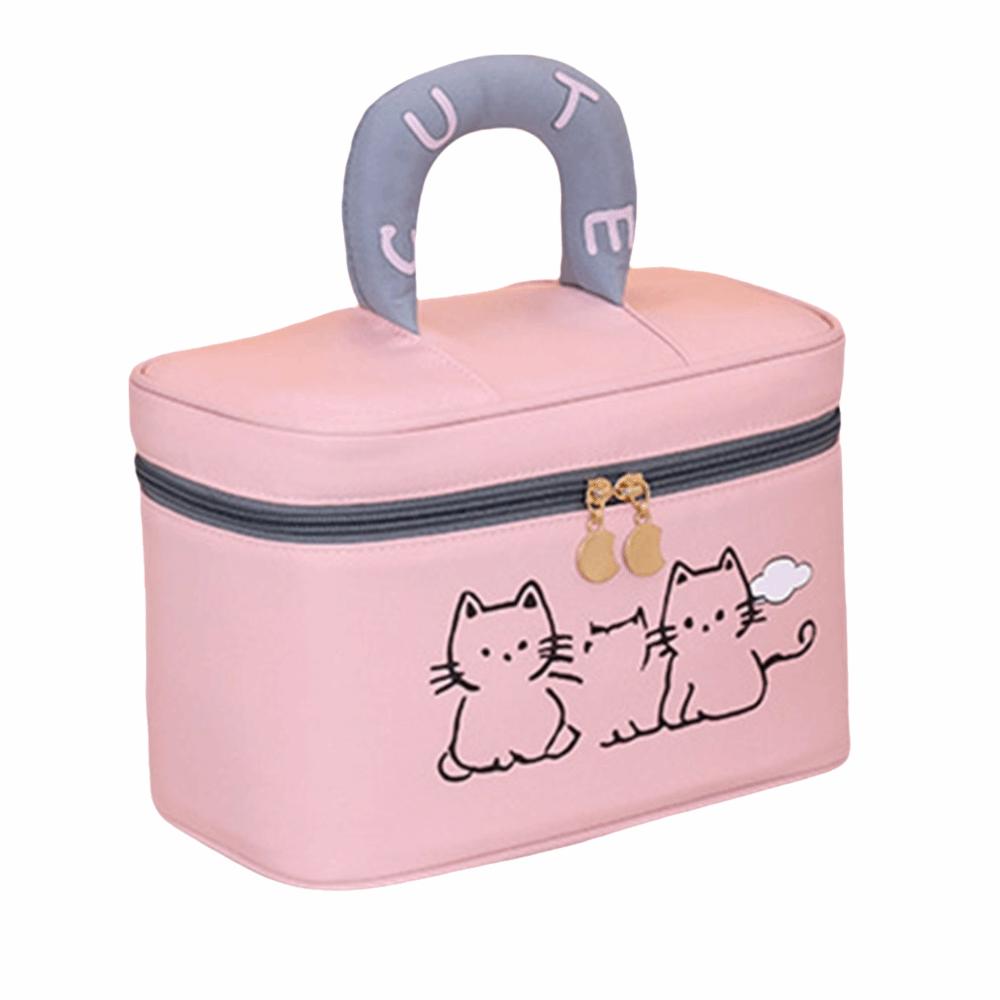 Portable Travel Makeup Bag with Handle Toiletry Organizer Fashion Toiletry Pouch  Casual Shopping розовый