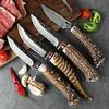 1pc Angular Handle Multi-Functional Knife-Damascus Pattern Blade Knife with Sheath Cover,Ideal for Meat Fruit Cuttin and Carving