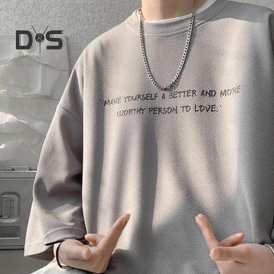 Strečové letní tričko tenké populární muž letní Letter Print Top