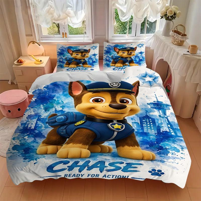 3Pcs Paw Patrol Chase Adventure Bedding Set Quilt Cover Pillowcase Home Christmas Halloween Gift 1 Duvet Cover 2 Pillowcase S1388