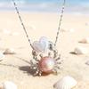 Fashion Pink Pearl Crab Shape Pendant Necklace for Women Party Dress Up Charms Elegance Woman Dangle Choker Jewelry Gifts