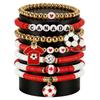 2026 Football Bracelet Set For Soccer Fan With Team Color And Football Charm Elastic Wristband