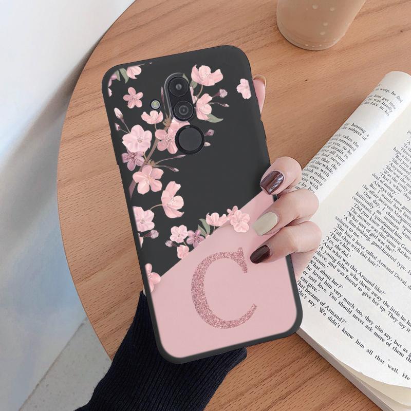 

Initial Letter Silicone Case For Huawei Mate 20 Lite Shell Retro Pink Flower Soft TPU Cover For Huawei Mate20 P30 P20 Lite Capa Huawei Mate 20 Lite