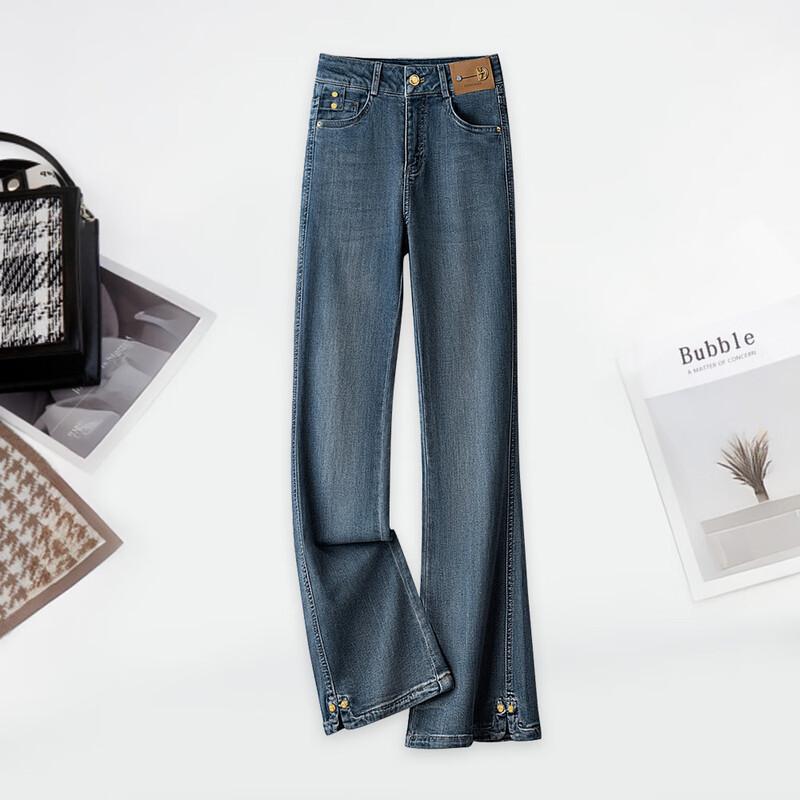 

Sibaishe Women s Slim Fit High-Waist Washed Flare Jeans S