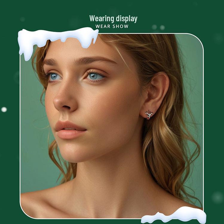 Everly Christmas Reindeer Ear Cuffs: s925 Sterling Silver Cute Earrings for Women