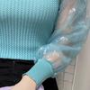 Women's Spring and Autumn Long Sleeve Puff Sleeve Bottoming Shirt Round Neck Slim Top