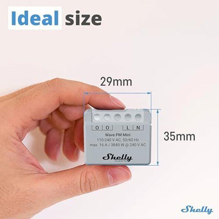 Shelly Wave PM Mini | Micromodule Compteur de consommation d'énergie Z-Wave | 1 canal 16A | Longue portée sans fil | Z-Wave hub