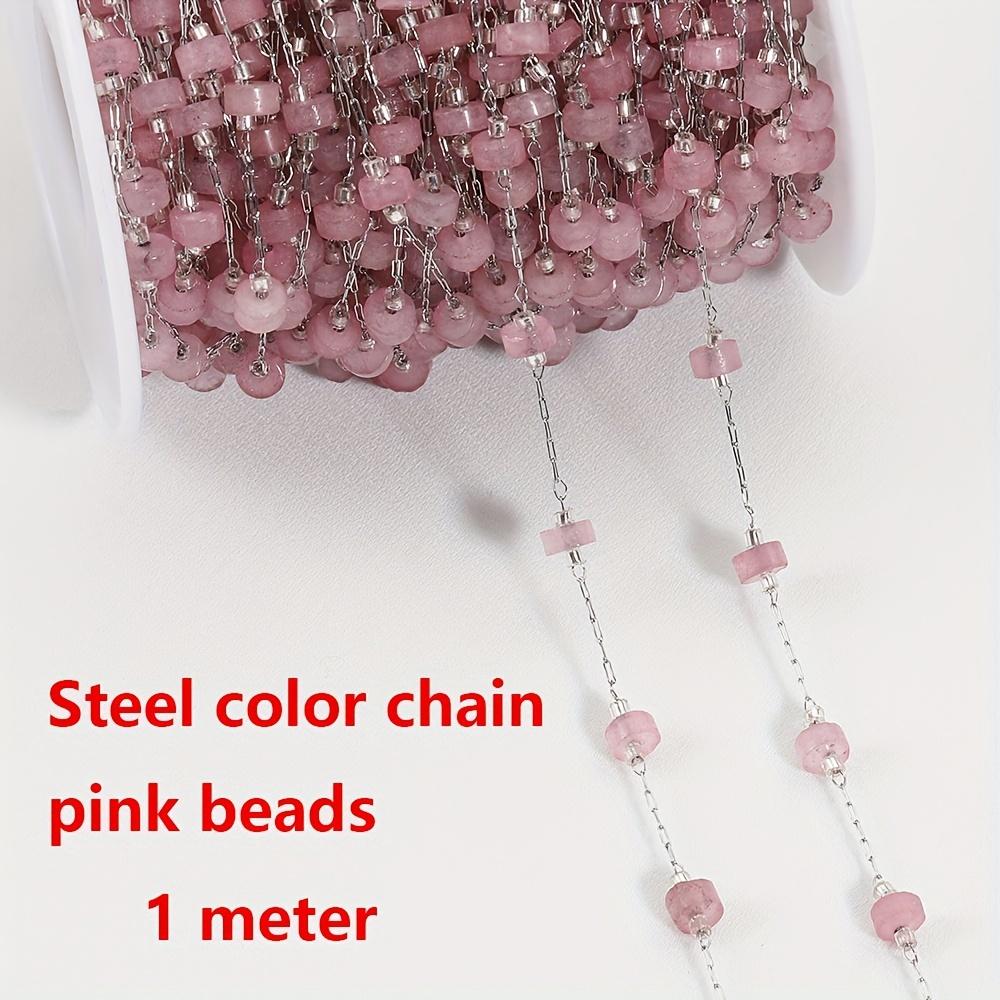 

1Meter Crystal Stone Beads Chains Stainless Steel PVD Plated Beaded Chain for DIY Jewelry Making Components Bracelets Necklaces