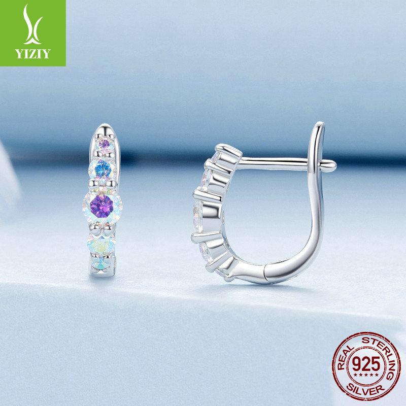 Premium Temperament Colorful Zircon Ear Buckle Women, Magic U-Shaped Earrings S925 Sterling Silver Earrings