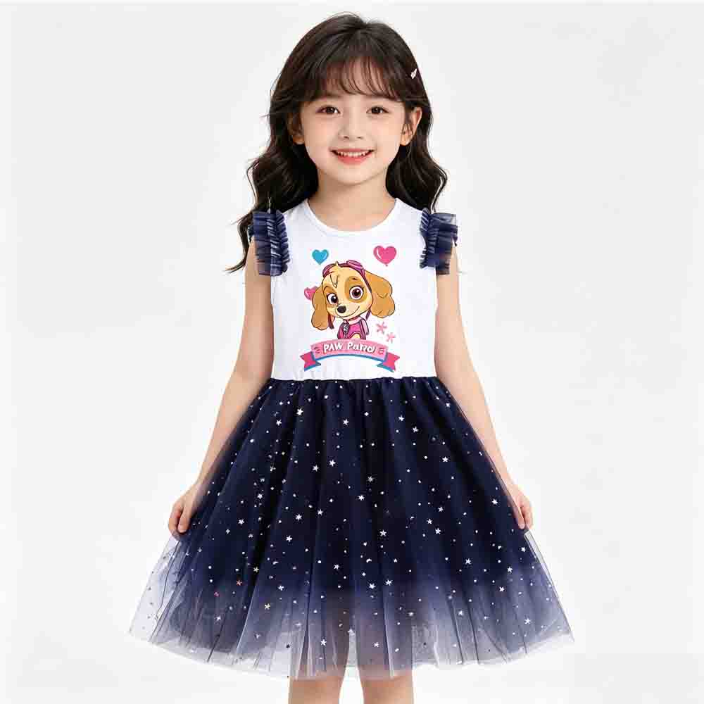 New Summer Cartoon Patrol Skye Dresses Baby Girls Princess Dress Bag Kids Patrol Skye Cosplay Costume 100cm