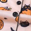 Halloweenské pyžamové soupravy pro ženy knoflíkové s krátkým rukávem 2dílné noční prádlo dýňový potisk košile a šortky pyžamo souprava na doma