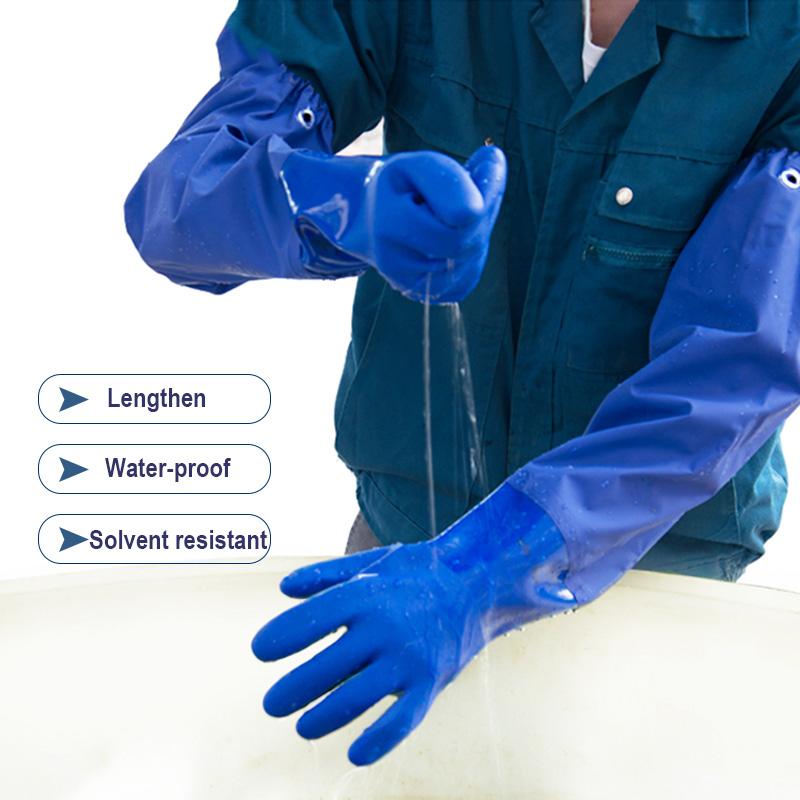 65CM Chemical Gloves Thicken Oil/Acid/Alkali Resistant Water Proof Lining Cotton PVC Industrial Reusable Protective Glove