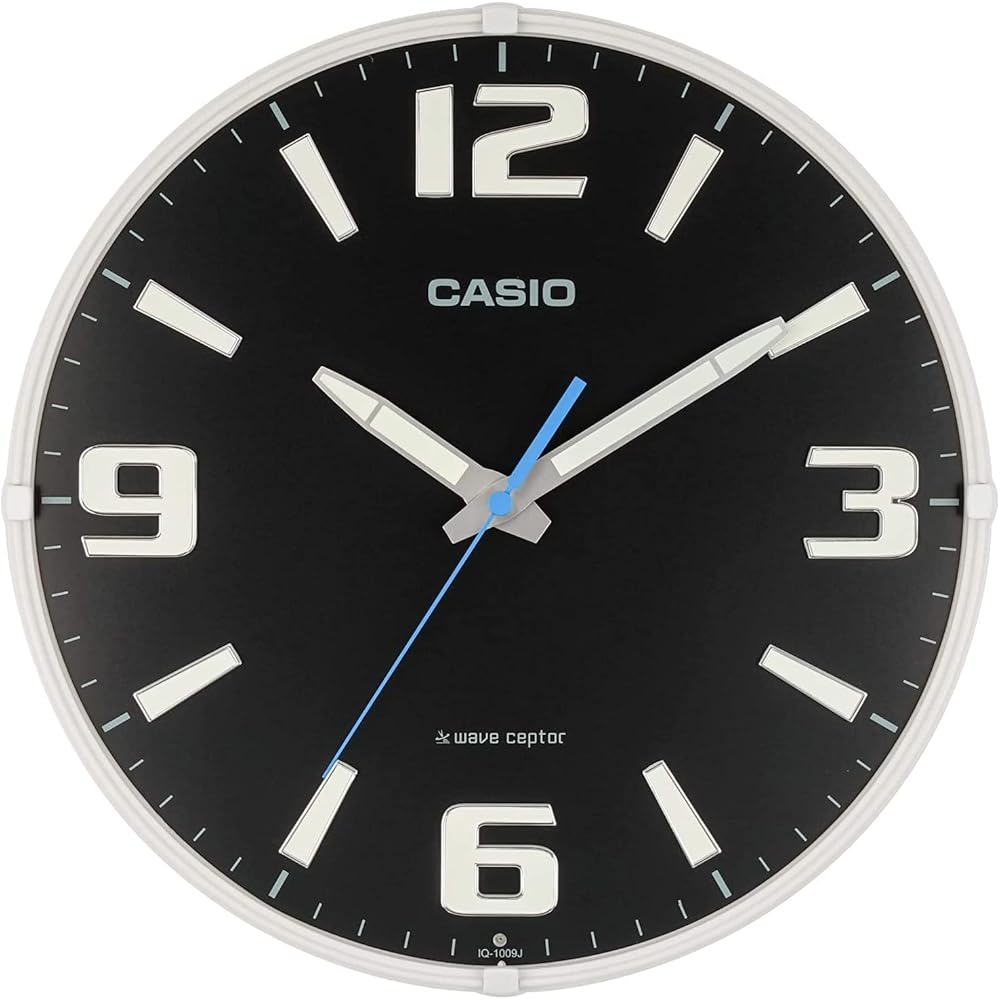 CASIO Wall Clock, Radio-Controlled, Black, Analog, Nighttime Second Hand Stop Function, Model IQ-...