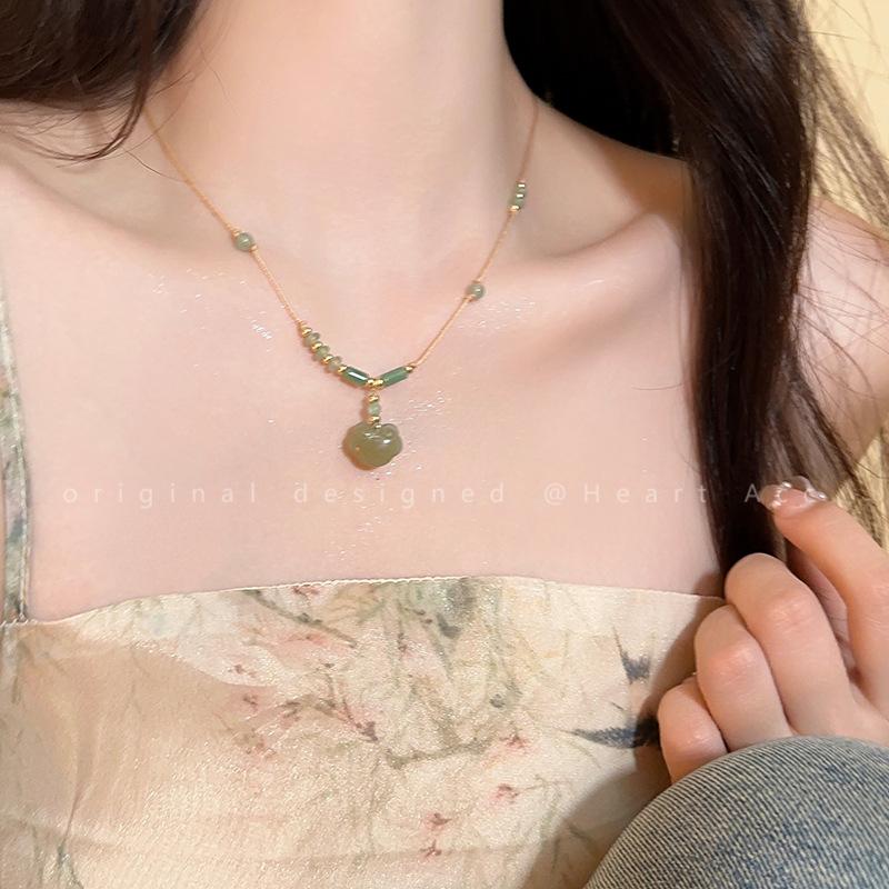 Новый китайский ретро стиль китайский узел замок-предохранитель ожерелье чувство дизайна античная плетеная цепочка до ключицы