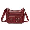 Soft Leather Multi-Layer Shoulder Bag Women's Multi-Pocket Crossbody Bag Mother's Bag