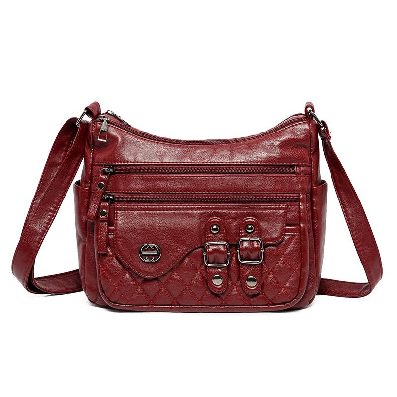 Soft Leather Multi-Layer Shoulder Bag Women's Multi-Pocket Crossbody Bag Mother's Bag