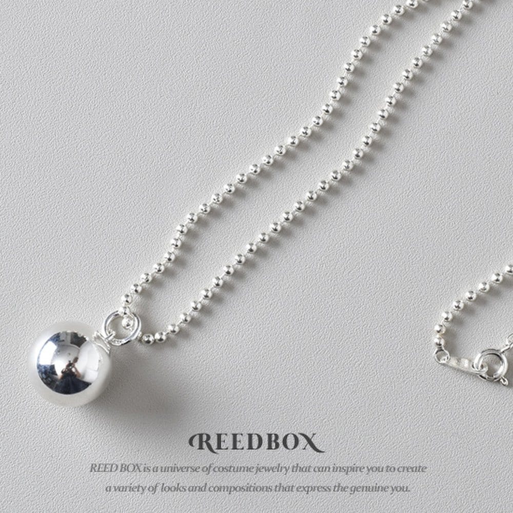 Silver 14mm Silver Ball Round Pendant Dog Tag Silver Ball Chain Necklace