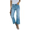 Button Wide Leg Denim High Waisted Women Street Hipster Plain Washed Blue Jeans Plus Size