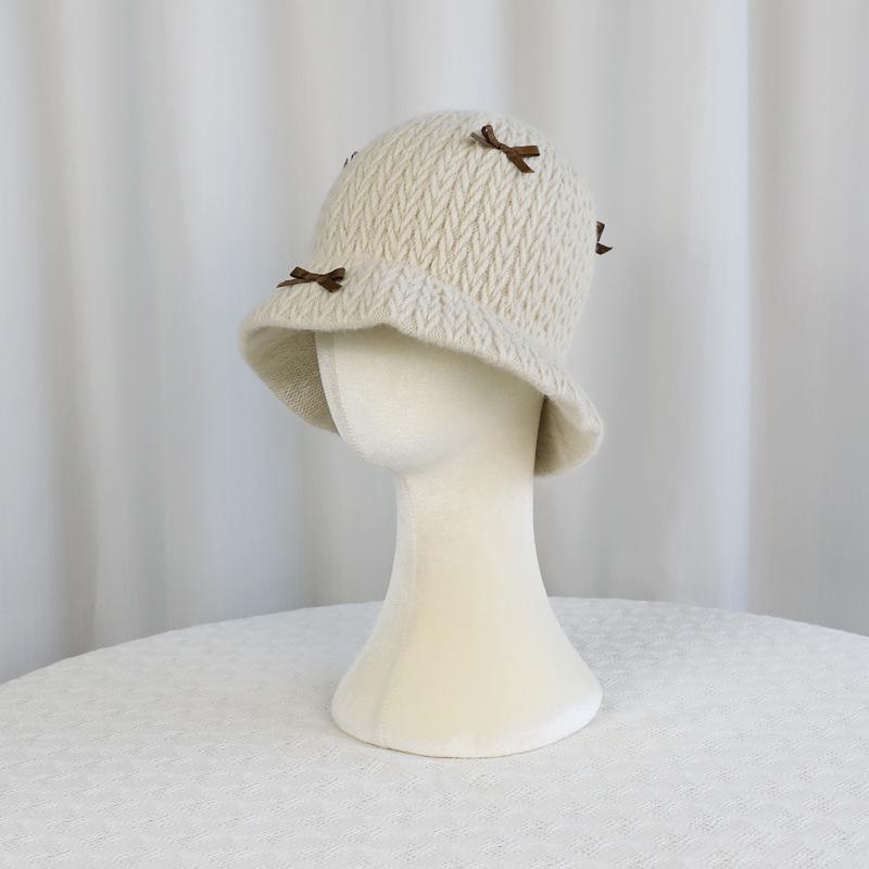 Knitted wool hat children autumn and winter windproof and warm bucket hat showing small face versatile ear protector basin hat