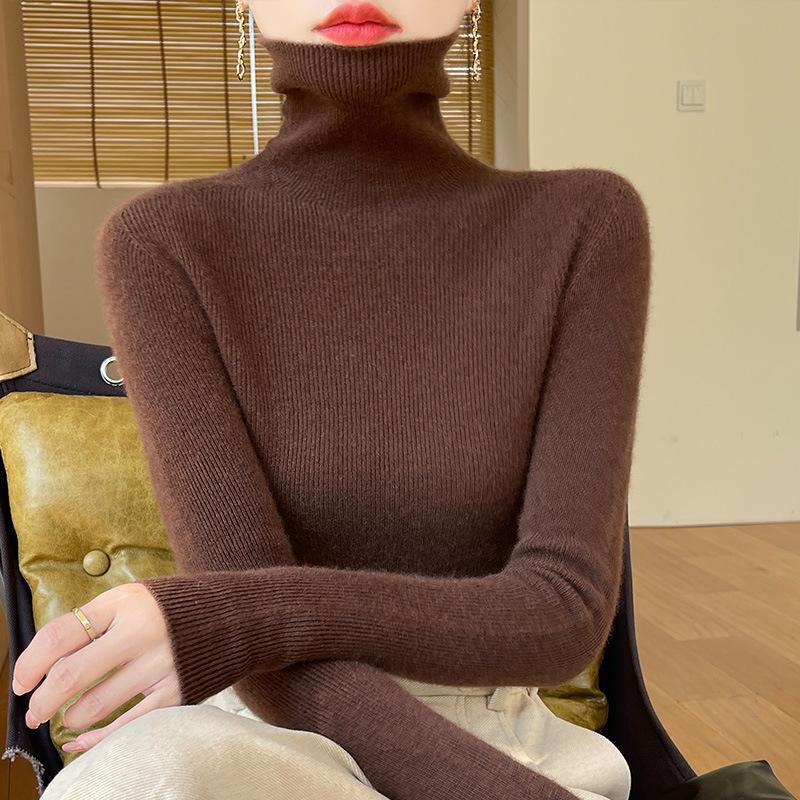 

Женский бесшовный свитер тонкой вязки с воротником средней высоты, универсальный на осень/зиму XXL