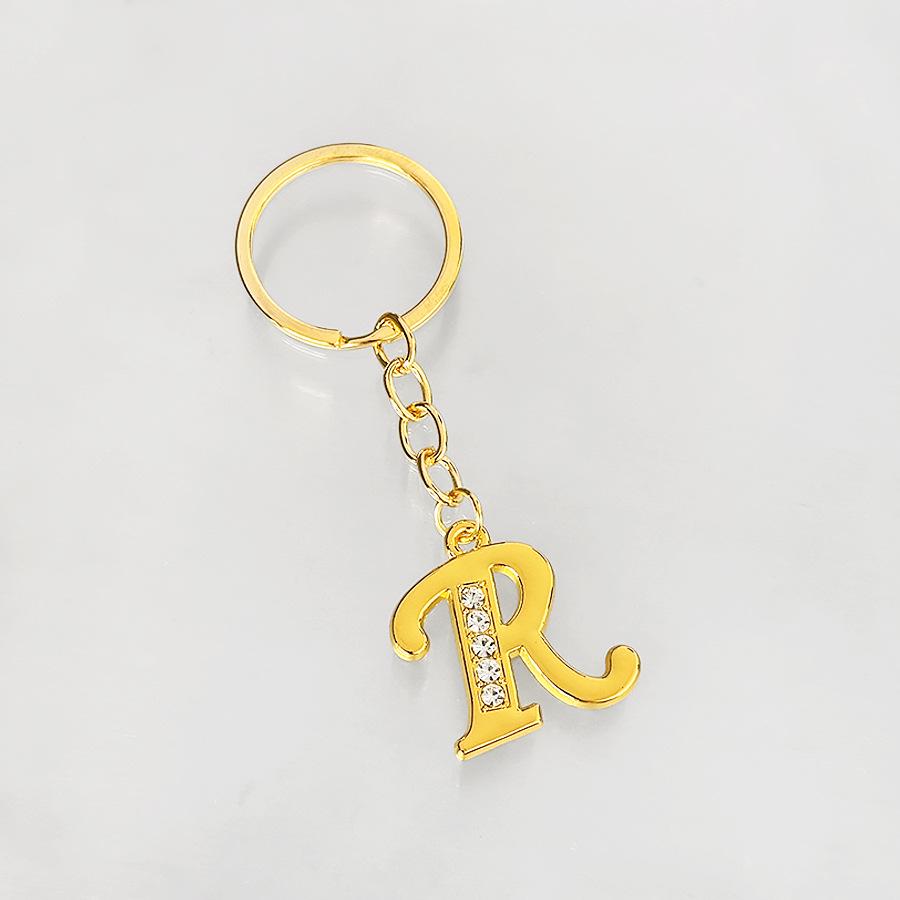 Creative Rhinestone Initials Metal Keychain – Korean Style Car Keyring Party Gift.