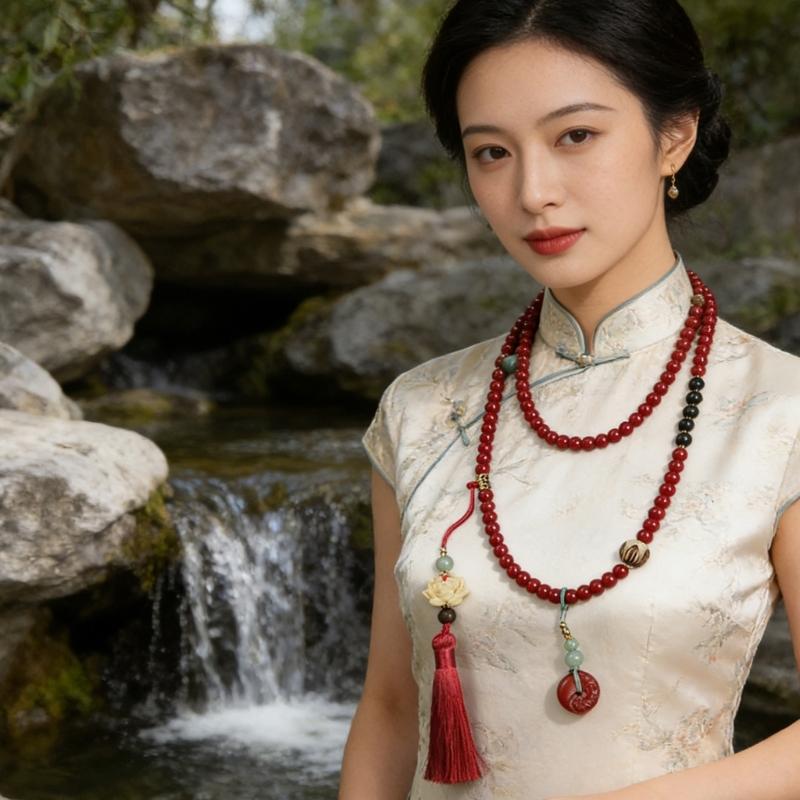 Women's Fashion Long Layering Beaded Fringe Necklace with Glass Stone Accents for Comfortable and Stylish Wear in Various Occasions