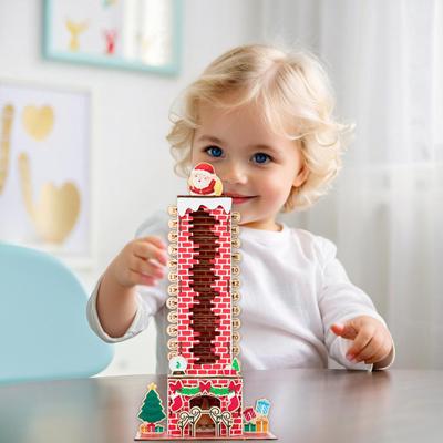 2026 Santa Adventskalender Einfach zu installieren Ornamente Weihnachts-Countdown-Kalender mit Weihnachtsmann, der Treppen herunterkommt Weihnachtsdekoration