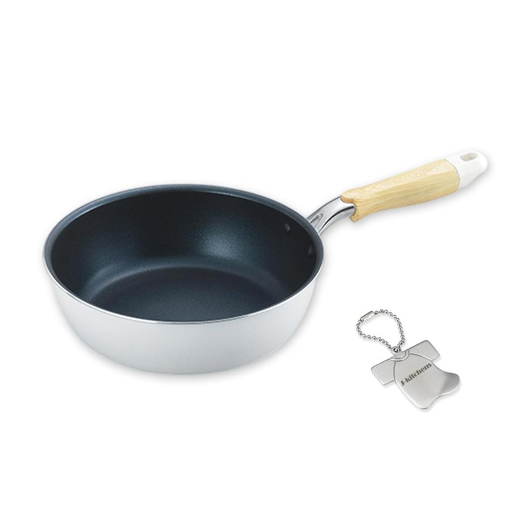 Frying deep IH diamond coated fluororesin original tag included J-kitchens pan, 22cm, compatible, gas, processing,