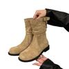 Thick Heel Retro Medium Boots Knight Boots Women's Shoes 2025 New Autumn and Winter Piled Small Short Boots Martin Boots