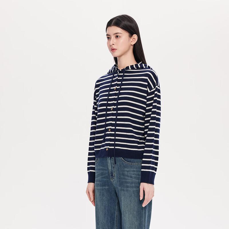 FivePlus Women's Striped Hooded Knit Sweater