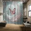Butterfly & Floral Shower Curtain - Vibrant Pink Design, Fade-Resistant Polyester, Perfect For All Seasons Bath Decor