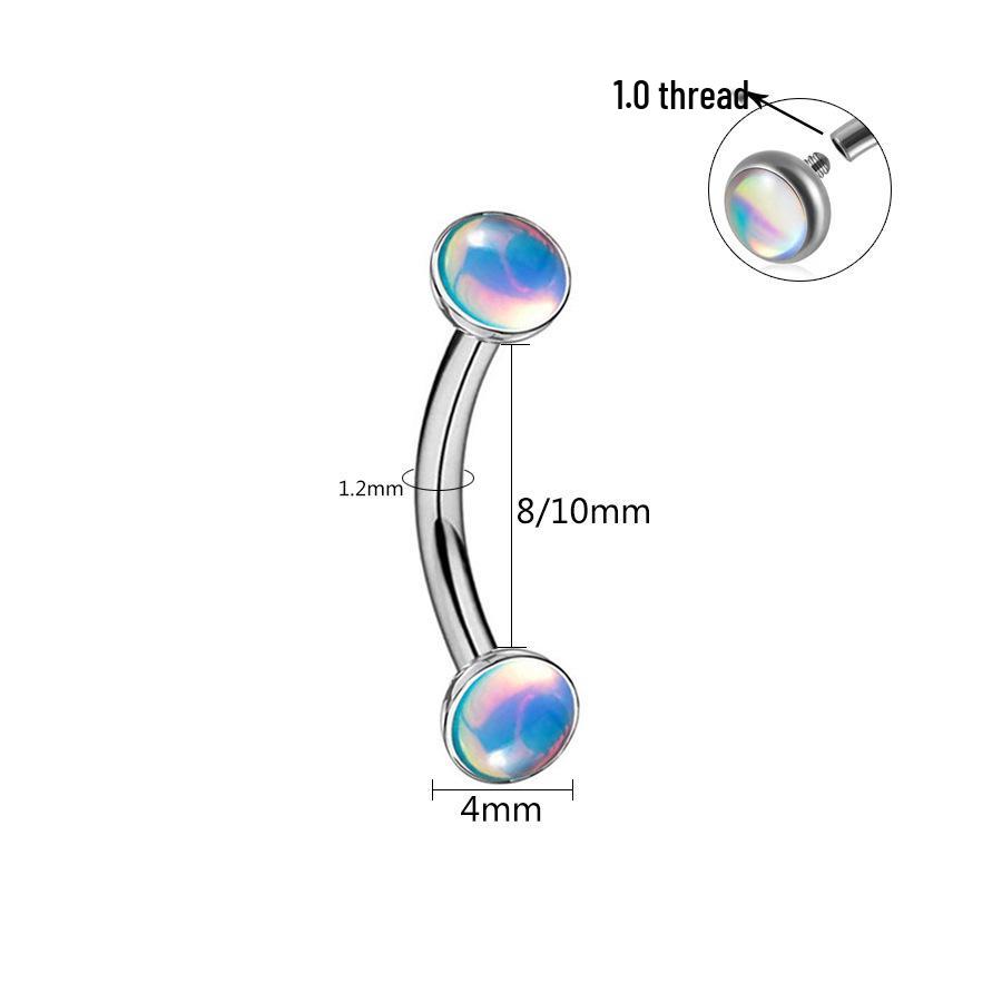 Stainless Steel Threaded Flash Film Ear and Eyebrow Studs for Piercing