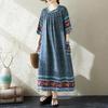 Short Sleeve Plus Size Cotton Vintage Floral New In Dresses for Women Casual Loose Long Summer Dress