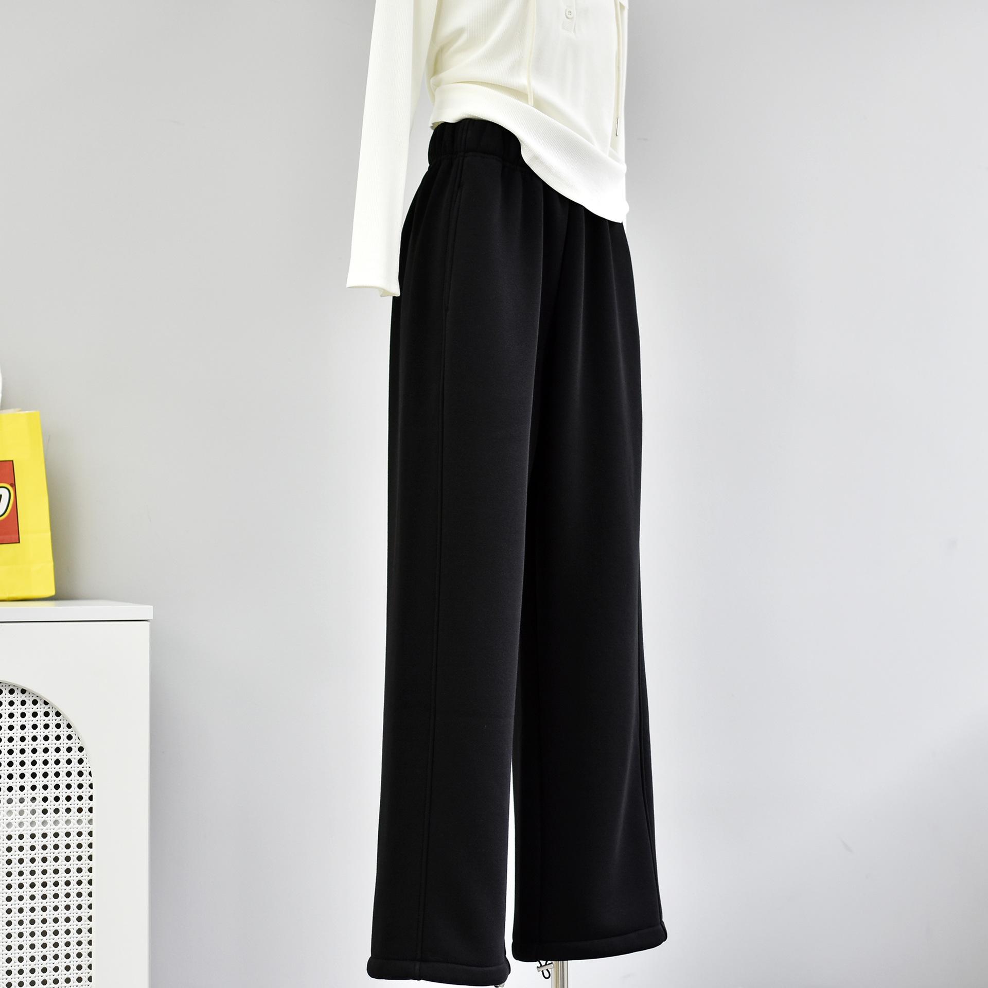 

Зимние женские толстые повседневные широкие свободные спортивные хлопковые спортивные брюки повседневные брюки S чёрный